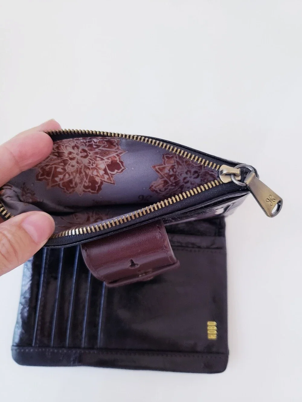 HOBO Black Brown Leather Wallet